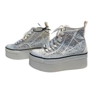 Zigi Carmensa-2 Embellished Platform High Top Rhinestone Sneakers Lace Up Size 9